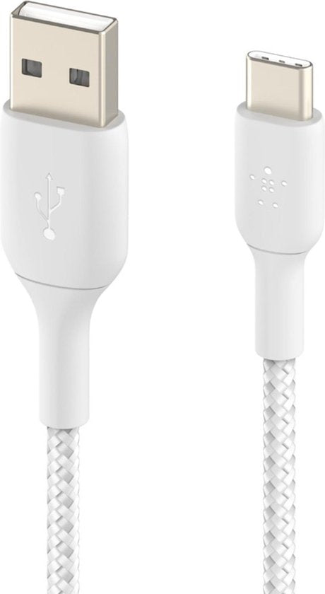 Belkin Braided USB-C naar USB kabel - 3m - wit