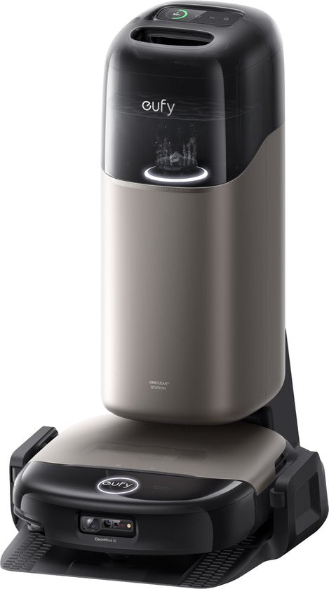 eufy S2 Nieuw 2026 Stofzuiger- en Dweilrobot HydroJet - 30kPa AeroTurbo™ 2.0-Zuigkracht - Vloerreinigingssysteem 2.0 - EcoClean™ Elektrolyse - Randreiniging - Haarvrije DuoSpiral™ Borstels - 12-in-1 UniClean™ Station