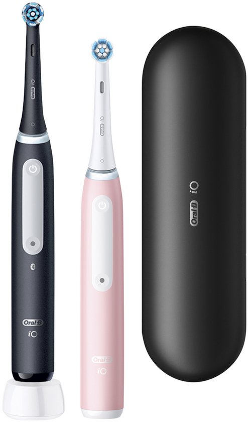 Oral-B iO 3 Elektrische Tandenborstel - Duo Zwart en Roze - inclusief Reisetui