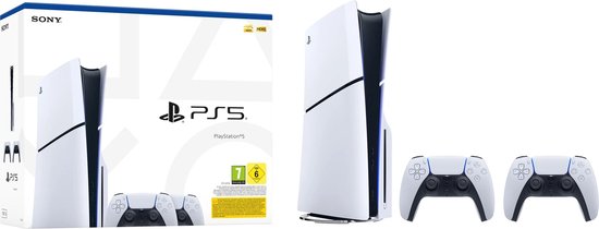 PlayStation 5 Disc Edition - Slim - Bundel met 2 Dualsense Draadloze Controllers