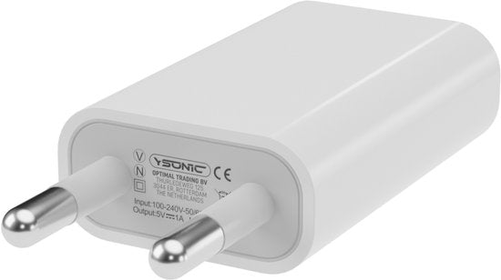 YSONIC Oplader - Universele Lader - USB A Poort Adapter - Type A Stekker - Geschikt voor Smartphones - Wit
