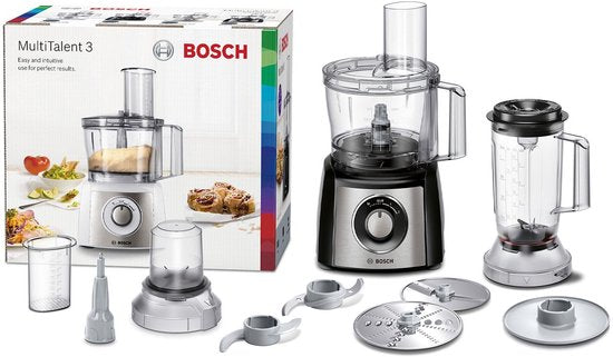 Bosch MCM3501M MultiTalent 3 - Keukenmachine - 800W - Foodprocessor - Zwart/RVS