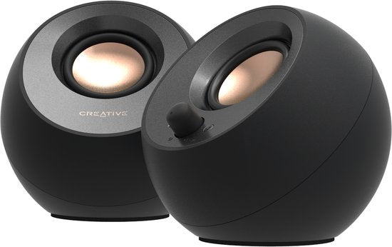 Creative Pebble V3 Luidspreker voor PC en laptops (Zwart) - Bluetooth 5.0, AUX, USB-C met meegeleverde USB-C naar USB-A converter