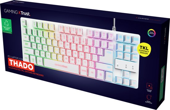 Trust GXT 833W Thado - Gaming Keyboard - TKL (tenkeyless) - Verlichting - PC/PS5 - Qwerty - Wit