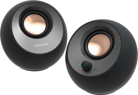 Creative Pebble V3 Luidspreker voor PC en laptops (Zwart) - Bluetooth 5.0, AUX, USB-C met meegeleverde USB-C naar USB-A converter