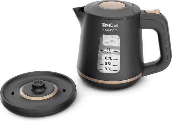Tefal Includeo KI5338 - Waterkoker - 1L - Maataanduiding - Anti-kalkfilter - 2400W - Zwart