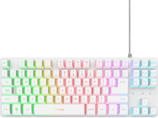 Trust GXT 833W Thado - Gaming Keyboard - TKL (tenkeyless) - Verlichting - PC/PS5 - Qwerty - Wit