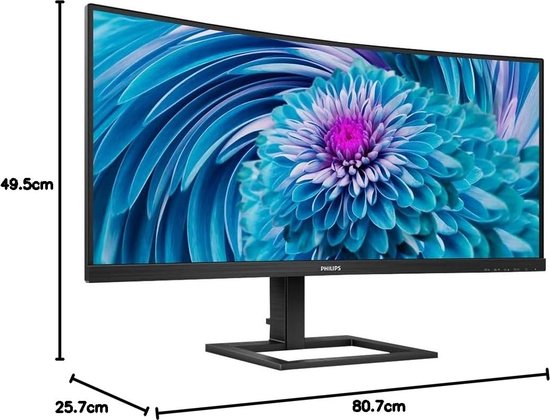 Philips 346E2CUAE - QHD Curved Ultrawide Monitor - USB-C 65w - EPEAT & TCO - 34 Inch