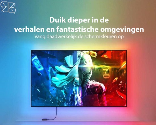 Glowinh Premium Tv Backlight- Led Verlichting - 55-65 Inch -Ambilight - Ambient Light - Led Verlichting TV - Ledstrips - Ledstrip -Led Light Strips - App Gebruik Tuya/Smartlife- Led Strips - Led Light - Gaming - Tv - Laptop - Alexia & Google
