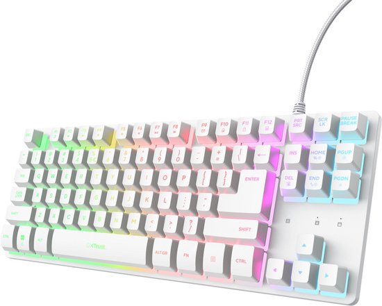 Trust GXT 833W Thado - Gaming Keyboard - TKL (tenkeyless) - Verlichting - PC/PS5 - Qwerty - Wit