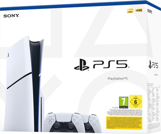 PlayStation 5 Disc Edition - Slim - Bundel met 2 Dualsense Draadloze Controllers