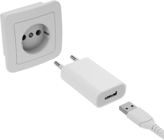 YSONIC Oplader - Universele Lader - USB A Poort Adapter - Type A Stekker - Geschikt voor Smartphones - Wit