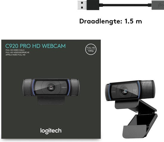 Logitech C920 - HD Pro Webcam - Full HD 1080p - Bedraad - Twee microfoons