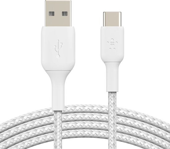 Belkin Braided USB-C naar USB-A kabel - 1m - wit