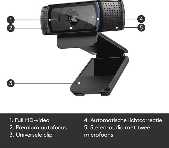 Logitech C920 - HD Pro Webcam - Full HD 1080p - Bedraad - Twee microfoons