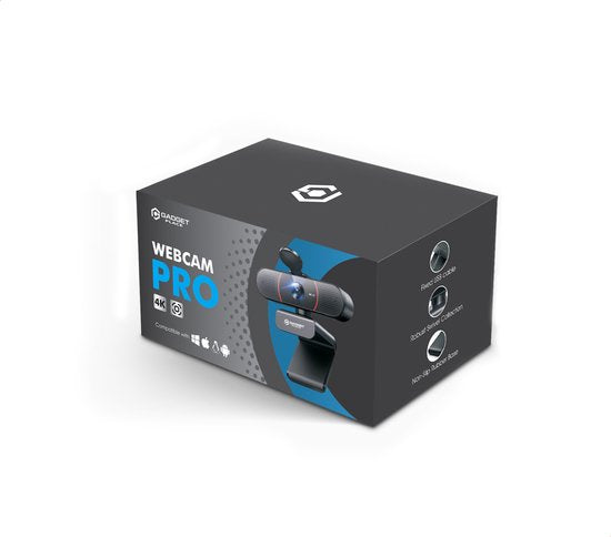 4K Ultra HD Pro Webcam met Ruisvrije Microfoon - Incl. Webcam Cover en USB Adapter - Voor Laptop en PC - Windows en Mac