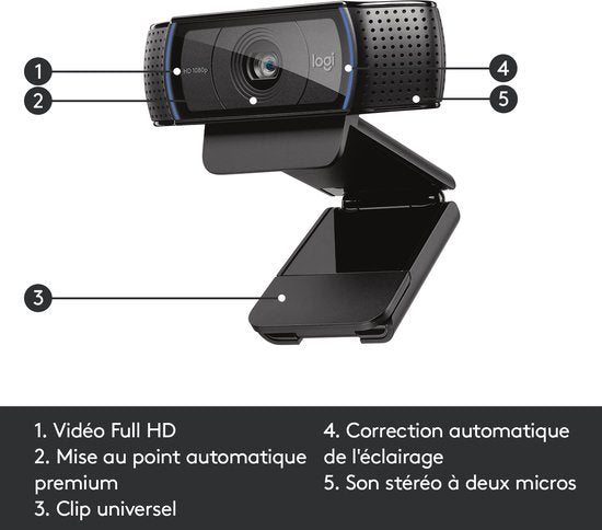 Logitech C920 - HD Pro Webcam - Full HD 1080p - Bedraad - Twee microfoons