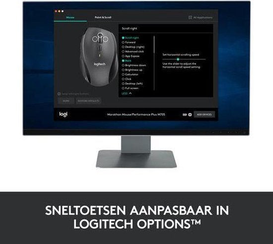 Logitech M705 - Draadloze Marathon Muis - USB - Rechtshandig - Grijs
