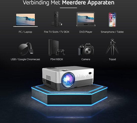 UpLiving® Thuisbioscoop set | Behuizing Zwart en 236cm Breed | 100 inch 16:9 | UpLiving™ LCD Mini Beamer met WiFi | UpLiving™ Beamerbeugel | UpLiving™ handmatig projectiescherm | Surround set Home Cinema | Projector | Mini beamer | Filmpakket