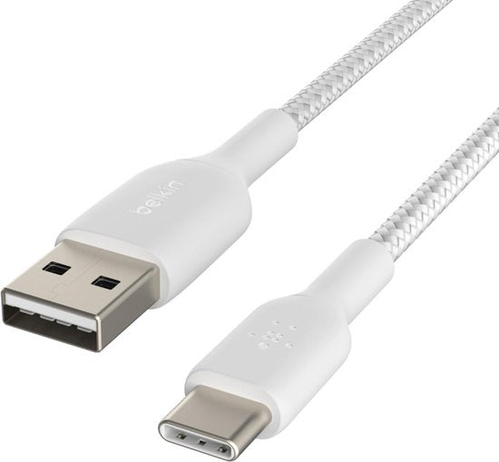 Belkin Braided USB-C naar USB kabel - 3m - wit