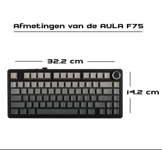 EPOMAKER x AULA F75 - Zwart/Grijs - Mechanisch Draadloos Toetsenbord - RGB - 75% - QWERTY - Gaming Keyboard - Leobog Reaper Switch