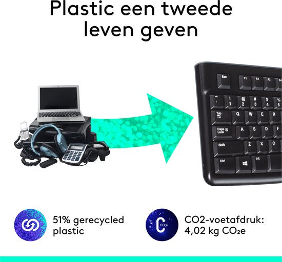 Logitech K120 - Bedraad Toetsenbord - QWERTY - ISO - Zwart