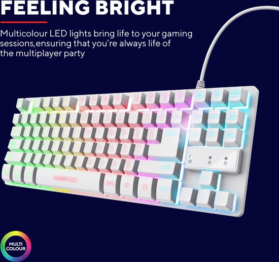 Trust GXT 833W Thado - Gaming Keyboard - TKL (tenkeyless) - Verlichting - PC/PS5 - Qwerty - Wit