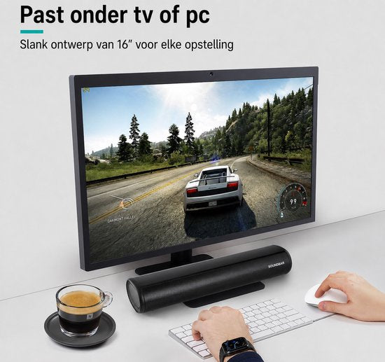 TV Soundbar met ingebouwde Subwoofer Surround Sound, Wireless 5.0 Bluetooth Device Streaming, GROTE afstandsbediening