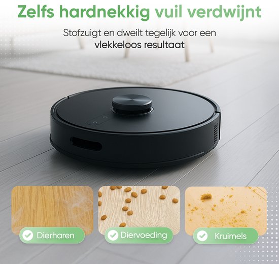 Heevey Robotstofzuiger met dweilfunctie - Automatisch leegstation - Vacuum cleaner - Dweilrobot - Huisdieren - 7000PA zuigkracht - LDS lasernavigatie - Dweilrobot - 2 extra stofzuigerzakken - Met app