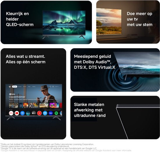 Xiaomi TV A Pro 32 2026 | QLED Smart TV | 80 cm HD | Google TV | Dolby Audio en DTS:X | HDR10+ | Chromecast en AirPlay | Wifi en Bluetooth