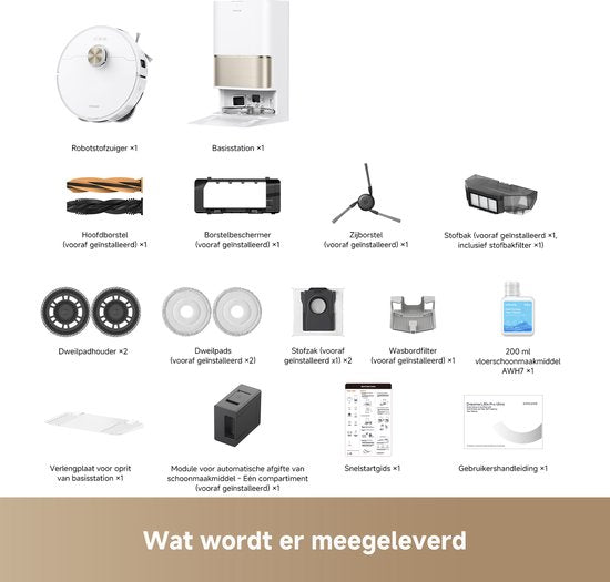 Dreame Robotstofzuiger L50s Pro Ultra - Robotstofzuiger met dweilfunctie - Automatisch Leegstation - 30.000 Pa zuigkracht - Geschikt voor huisdierharen - DryBoard - Wit