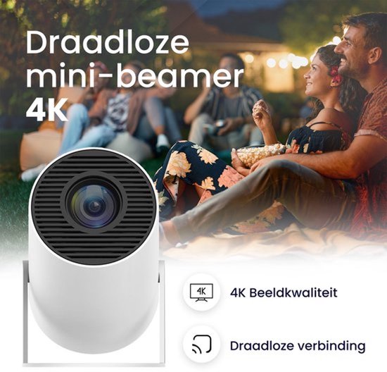Ultieme Draagbare WiFi 6 Mini Beamer - 200 ANSI Lumen - Projector Streamen - BT 5.0 - Android - Home Cinema