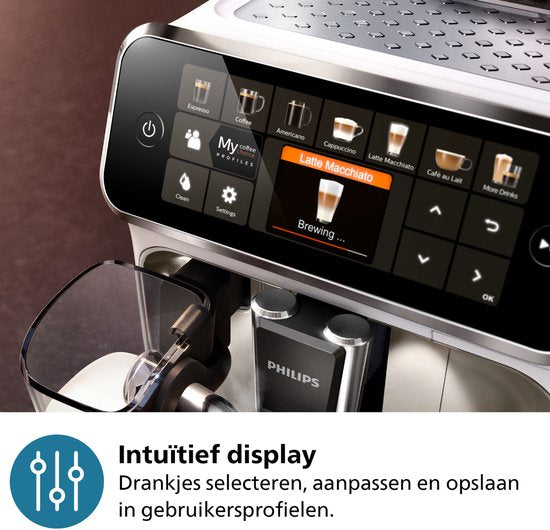 Philips 5400 Series - Espressomachine - 12 Verschillende Dranken - LatteGo Melksysteem - Keramische molen - AquaClean Filter - Volautomatisch - Zwart & Zilver - Koffiemachine met bonen - EP5447/90