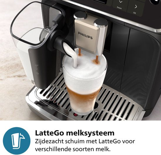 Philips 5500 Series - Espressomachine - 20 Warme & Koude Dranken - LatteGo Melksysteem - 40% Stiller - QuickStart - AquaClean Filter - Volautomatisch - Zwart - Koffiemachine met bonen - EP5541/50
