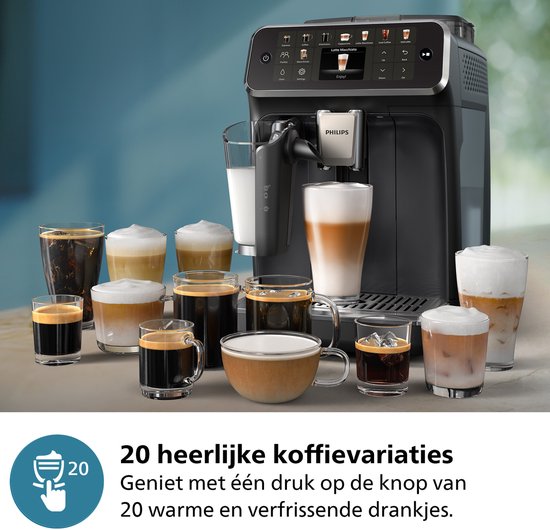 Philips 5500 Series - Espressomachine - 20 Warme & Koude Dranken - LatteGo Melksysteem - 40% Stiller - QuickStart - AquaClean Filter - Volautomatisch - Zwart - Koffiemachine met bonen - EP5541/50