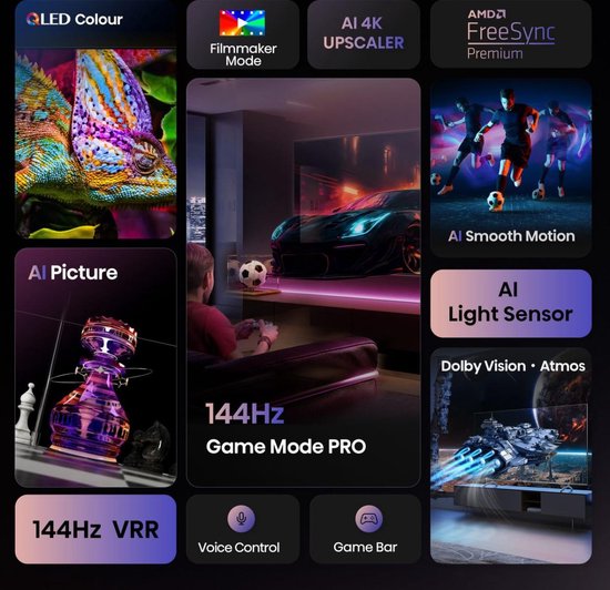 Hisense 55E7Q PRO - 55 inch - 4K QLED - 144hz - 2025 - Smart TV