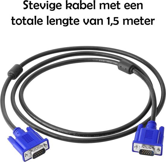 VGA naar VGA Kabel 1.5 Meter - VGA VGA Kabel - VGA naar VGA Converter Kabel 1080p HD Kwaliteit - Blauw