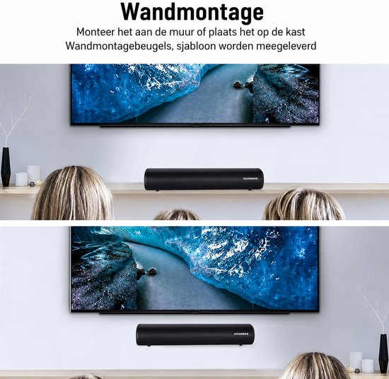 TV Soundbar met ingebouwde Subwoofer Surround Sound, Wireless 5.0 Bluetooth Device Streaming, GROTE afstandsbediening