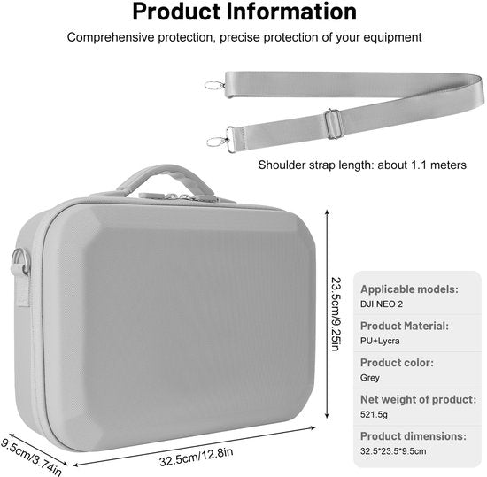 Kraftverdia Tas voor DJI Neo 2 Case, draagtas voor DJI Neo 2 Fly More Combo accessoires, compacte reistas voor RC-N3 Controlle/Neo2 accukoffer, voor drone bescherming/opslag