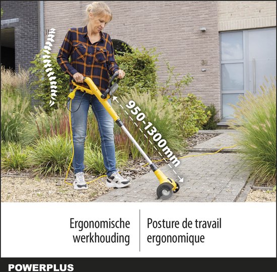 Powerplus Telescopische Elektrische Onkruidverwijderaar - met Nylon en Staal borstel, tuingereedschap voor onkruidbestrijding