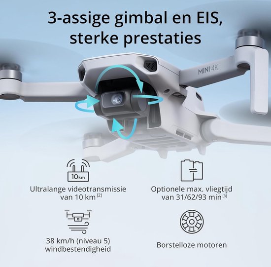 DJI Mini 4K drone - 10 km bereik - 31 min vliegtijd