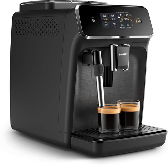 Philips 2200 Series - Espressomachine - 2 Soorten Koffie & Heet water - Melkopschuimer voor Cappuccino - Keramische molen - Volautomatisch - Zwart - Koffiemachine met bonen - EP2220/10