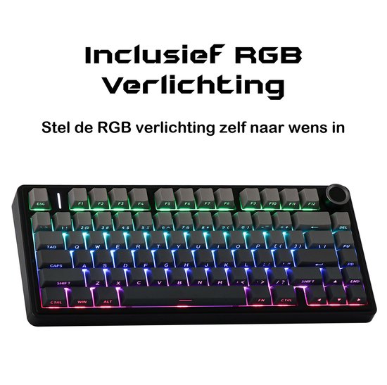 EPOMAKER x AULA F75 - Zwart/Grijs - Mechanisch Draadloos Toetsenbord - RGB - 75% - QWERTY - Gaming Keyboard - Leobog Reaper Switch