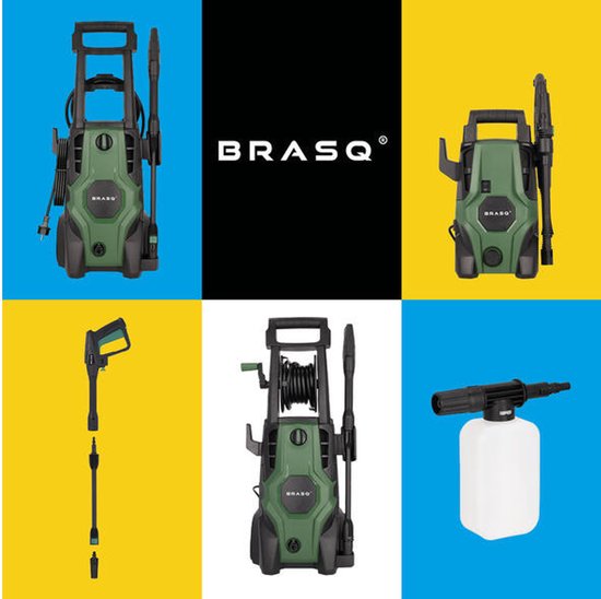 BRASQ Hogedrukreiniger - Terrasreiniger - Hogedrukspuit – 2000W - 150 bar - 468 L/H - Complete set
