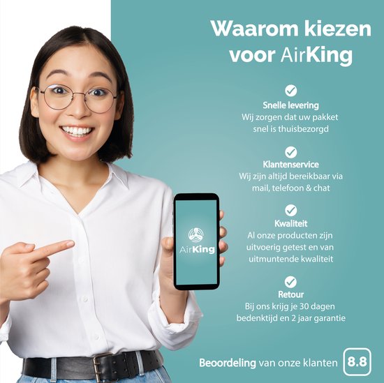 AirKing Torenventilator 117cm - Kolomventilator met Afstandsbediening - Ventilator staand met Timer - 3 Snelheidsstanden - Oscillatie & Dimbaar LED Scherm - Energiezuinig - Koelventilator voor Kamer - Zwart