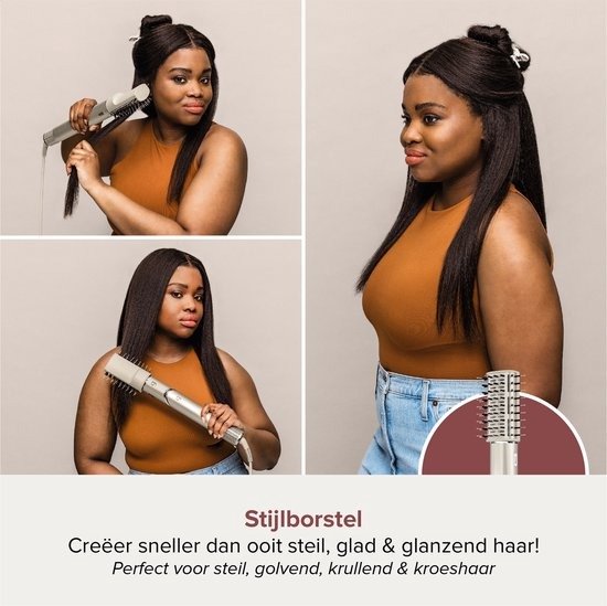 Shark FlexStyle 5-in-1 Multistyler en Föhn met Platte Borstel, Ovale Borstel, Auto-Krullers, Diffuser, Concentrator en Opbergkoffer - 2025 model - Stone - HD446SLEU