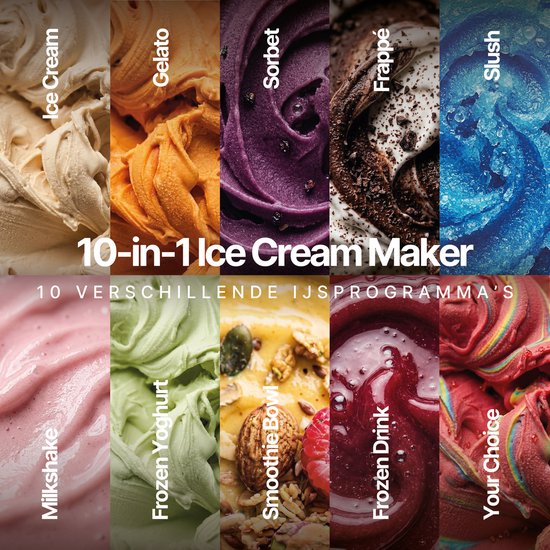 Seeger MultiCream - 10-in-1 IJsmachine- Inclusief 3 EasyCups met Deksels - Voor Roomijs, Milkshake, Smoothie Bowl, Slush en meer - BPA-vrij - Zwart