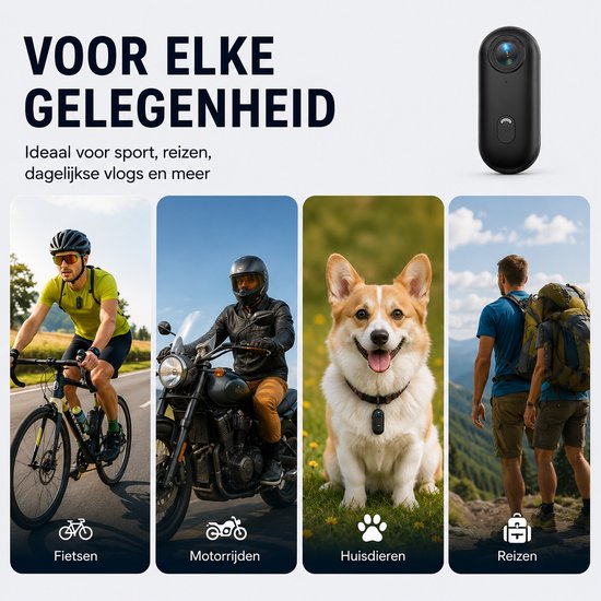 WINNES Mini Action Camera 1080P HD – WiFi Sportcamera / Bodycam met 120° Groothoeklens, Magnetische Clip & Lanyard – Handsfree POV Camera voor Fietsen, Motor, Reizen, Vloggen, Dashcam & Huisdieren