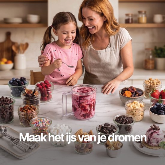 Seeger MultiCream - 10-in-1 IJsmachine- Inclusief 3 EasyCups met Deksels - Voor Roomijs, Milkshake, Smoothie Bowl, Slush en meer - BPA-vrij - Zwart