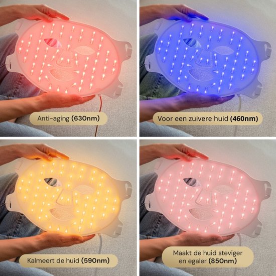 Maxi Meilleur® led masker lichttherapie - Nova series Red Light Therapy - Led Face mask white - huidverjongingsapparaat gezicht - rood licht therapie - infraroodtherapie - collageen masker - LED Gezichtsmasker